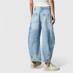 Women's High Waist Barrel Leg Jeans — Gabrielle Stretch Relaxed-Fit Pockets