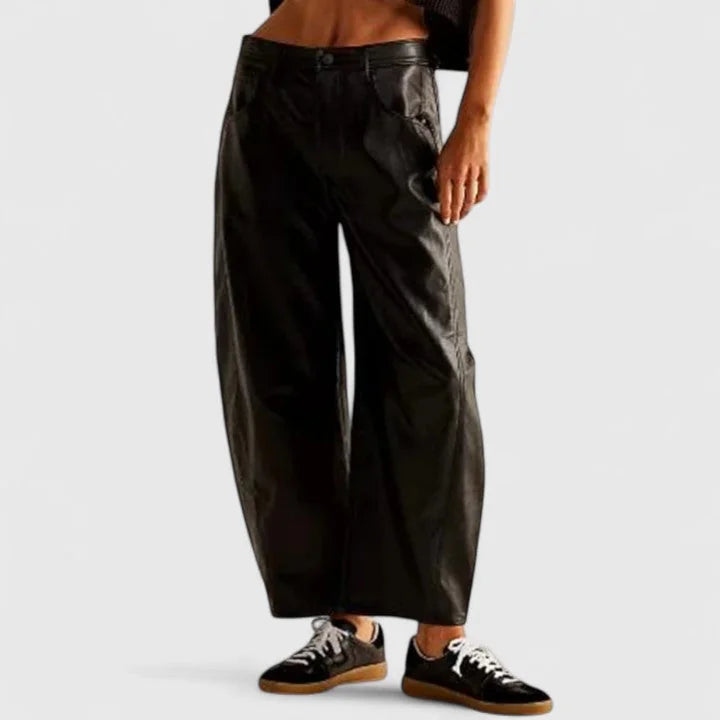 Women's High Waist Barrel Leg Jeans — Gabrielle Stretch Relaxed-Fit Pockets