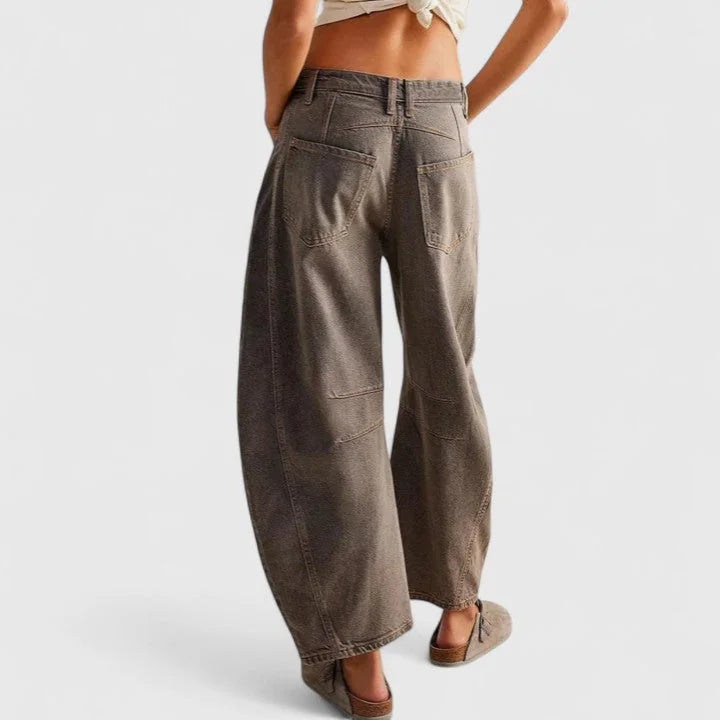 Women's High Waist Barrel Leg Jeans — Gabrielle Stretch Relaxed-Fit Pockets