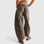 Women's High Waist Barrel Leg Jeans — Gabrielle Stretch Relaxed-Fit Pockets