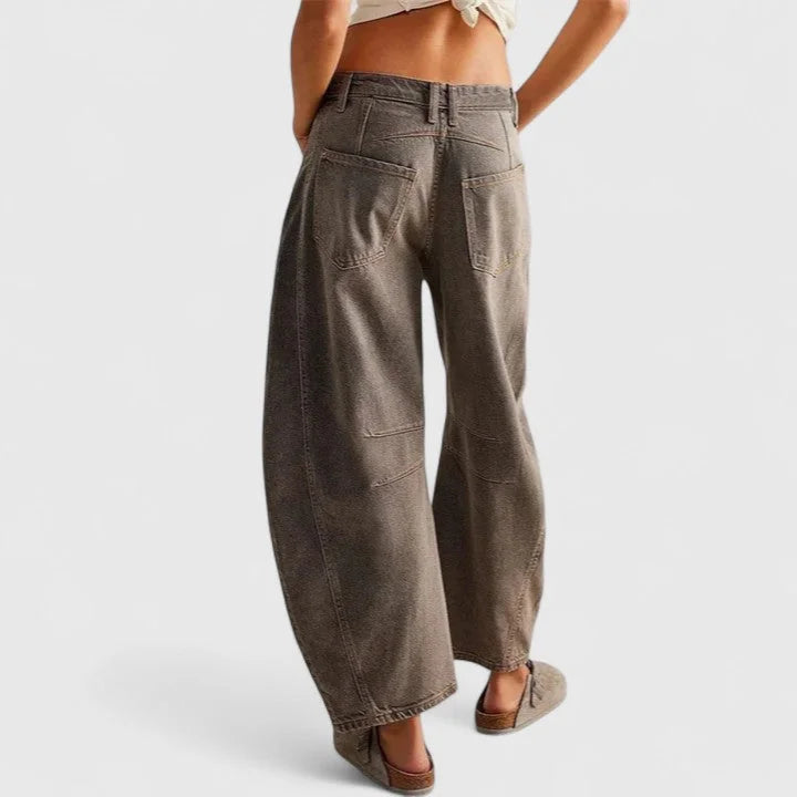Women's High Waist Barrel Leg Jeans — Gabrielle Stretch Relaxed-Fit Pockets