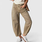 Women's High Waist Barrel Leg Jeans — Gabrielle Stretch Relaxed-Fit Pockets