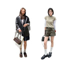 Women's Leather Brogue Loafers with Fringed Cap & Adjustable Buckle - Full Outfit Comparison