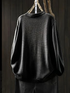 Black Women's Colorful Knit Cardigan — Nola Button-Front Crew Neck Oversized - Back Detail