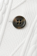 Women's Textured Knit Open Front Blazer with Stand Collar & Relaxed Fit - Button Detail