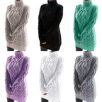 Women's Cable Knit Sweater Dress with Turtleneck & Relaxed Long Sleeves - Color Swatch Grid