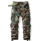 Green Women's Camo Cargo Pants with Multiple Pockets & Adjustable Hem