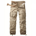 Khaki Women's Camo Cargo Pants with Multiple Pockets & Adjustable Hem