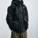 Men's Cargo Windbreaker with Oversized Pockets & Adjustable Straps - Side Detail