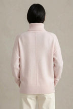 Women's Cashmere Turtleneck Sweater with Ribbed Cuffs & Oversized Fit - Back Detail