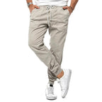 Beige Men's Casual Cargo Jogger Pants with Drawstring Waist