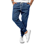 Blue Men's Casual Cargo Jogger Pants with Drawstring Waist