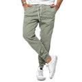 Green Men's Casual Cargo Jogger Pants with Drawstring Waist