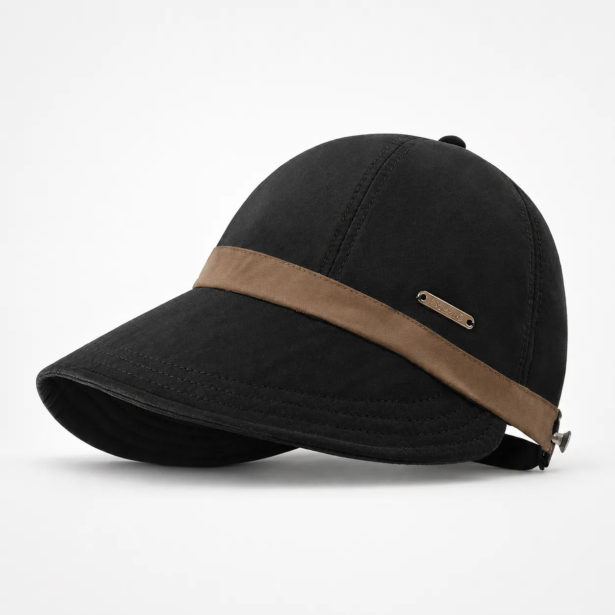 Black with line with line Women's Foldable Wide Brim Sun Hat — Emerald Everyday Packable UPF 50+