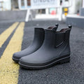 Black Men's Waterproof Rain Boots — James Everyday Slip-On Ankle - Front Full Outdoor