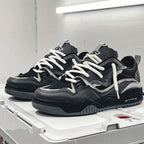 Men's Chunky Sneakers with Thick Sole & Mesh Paneling - Front Close Up