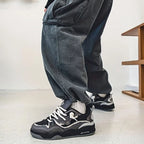 Men's Chunky Sneakers with Thick Sole & Mesh Paneling - Worn Lifestyle Walking
