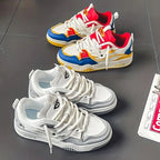 Men's Chunky Sneakers with Thick Sole & Mesh Paneling - Flat Lay Two Pairs
