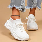Biay Women's Chunky Platform Sneakers — Heidi Everyday Cushioned Lace-Up - Front Full Lifestyle