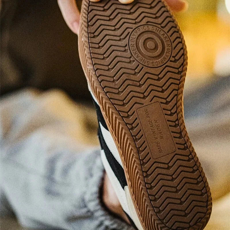 Brown Men's Classic Retro Sneakers with Lace-Up Closure & Suede Panels — Beau
