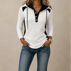 Women's Color Block Hoodie with Drawstring Hood & Relaxed Fit