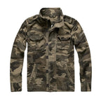 Brown Men's Cotton Twill Denim Jacket with Flap Pockets