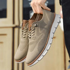 Beige Men's Comfortable Shoes for Men — Edmund Cushioned Breathable Sneakers - Hand Held Pair
