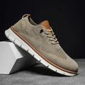 Beige Men's Comfortable Shoes for Men — Edmund Cushioned Breathable Sneakers - Studio Angled Front