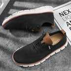 Black Men's Comfortable Shoes for Men — Edmund Cushioned Breathable Sneakers - Flat Lay Pair