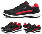 Black Men's Cushioned Lace-Up Sneakers with Padded Heel Support - Side Profile Multi