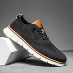 Black Men's Comfortable Shoes for Men — Edmund Cushioned Breathable Sneakers - Studio Angled Front