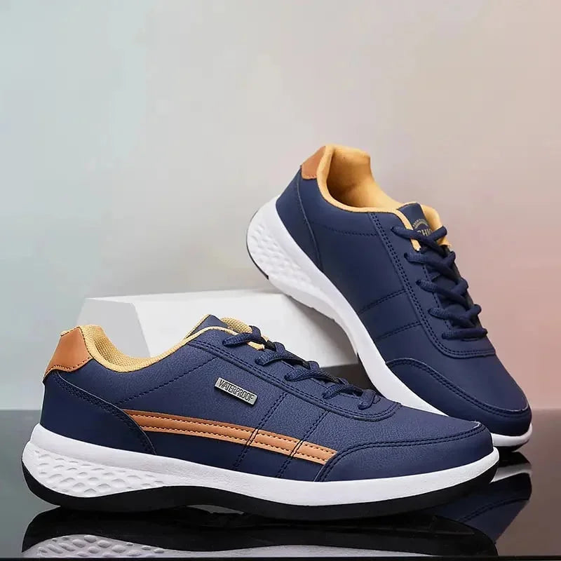 Men's Cushioned Lace-Up Sneakers with Padded Heel Support - Angled Lifestyle