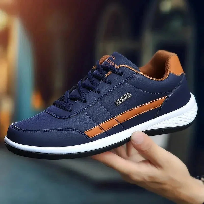 Men's Cushioned Lace-Up Sneakers with Padded Heel Support - Hand Held Side