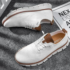 White Men's Comfortable Shoes for Men — Edmund Cushioned Breathable Sneakers - Flat Lay Pair