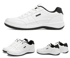 White Men's Cushioned Lace-Up Sneakers with Padded Heel Support - Side Profile Multi