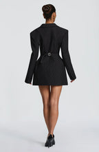 Women's Double-Breasted Blazer Mini Dress with Notched Lapel