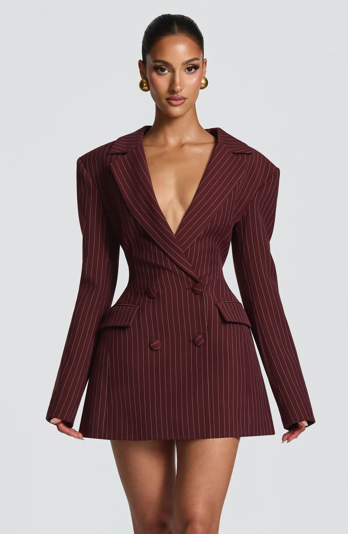 Women's Double-Breasted Blazer Mini Dress with Notched Lapel