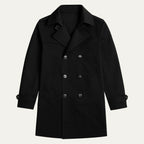 Men's Double-Breasted Pea Coat with Notched Lapels & Welt Pockets - Flat Lay