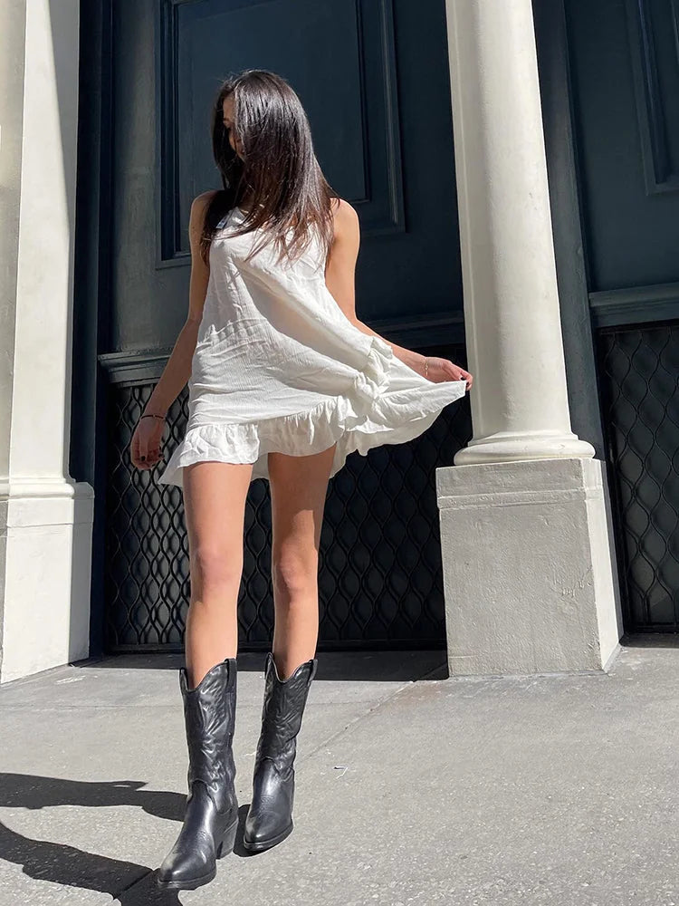 Black Women's Pointed Toe Western Boots — Lexi Cushioned Embroidered Mid Heel - Worn Lifestyle