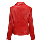 Women's Faux Leather Biker Jacket with Lace-Up Detailing & Asymmetric Zip - Back Full