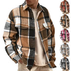 Men's Plaid Flannel Shirt Jacket with Relaxed Everyday Fit - Yellow Collage Swatch