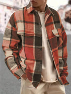 Men's Plaid Flannel Shirt Jacket with Relaxed Everyday Fit