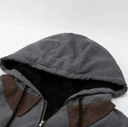 Men's Fleece Lined Hooded Jacket with Zip Pockets & Adjustable Hood - Hood Detail Closeup