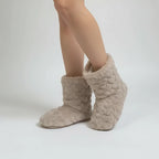 Women's Fluffy Slipper Boots with Velvet Finish & Fleece Lining - Studio Walking