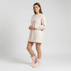 Pink Women's Fluffy Slipper Boots with Velvet Finish & Fleece Lining - Lifestyle Dress Outfit