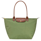 Women's Foldable Nylon Tote Bag with Leather Trim - Front Basic