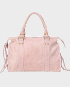Light Pink Women's Pink Handbag with Fringe Tassels & Zip Pocket — Anna - Back Full