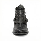 Women's Vintage Chain Boots with Studded Straps & Buckle Detail — Kate