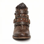 Women's Vintage Chain Boots with Studded Straps & Buckle Detail — Kate