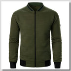 Green Men's Half-Zip Bomber Jacket with Ribbed Collar & Relaxed Fit